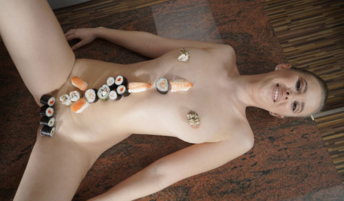 Sushi on Blonde Pussy Sushi on Blonde Pussy